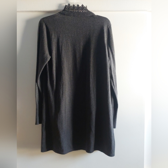 Soft Surroundings Cotton Cashmere Open Front Knit Cardigan Crochet Trim M Boho - Picture 8 of 8